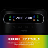 Tower T17125 Vortx 3L Digital Air Fryer – 1200W, Colour Display, Touch Controls & 7 One-Touch Presets, Healthy Low-Oil Cooking, Black